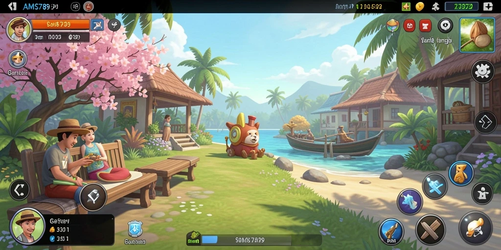 Tampilan gameplay AMS789 yang ceria dan menghibur.