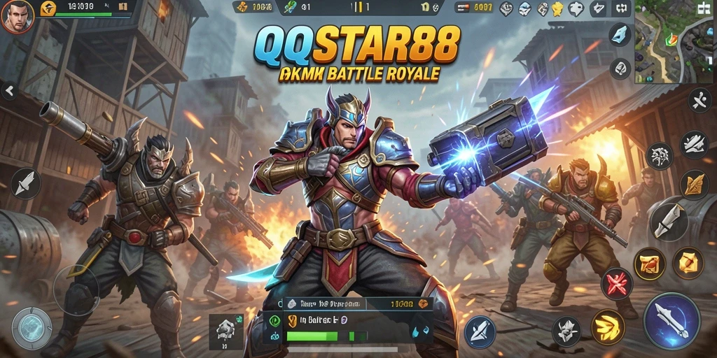 Tampak seru gameplay <strong>QQSTAR88</strong> dengan pertempuran intens di medan perang.