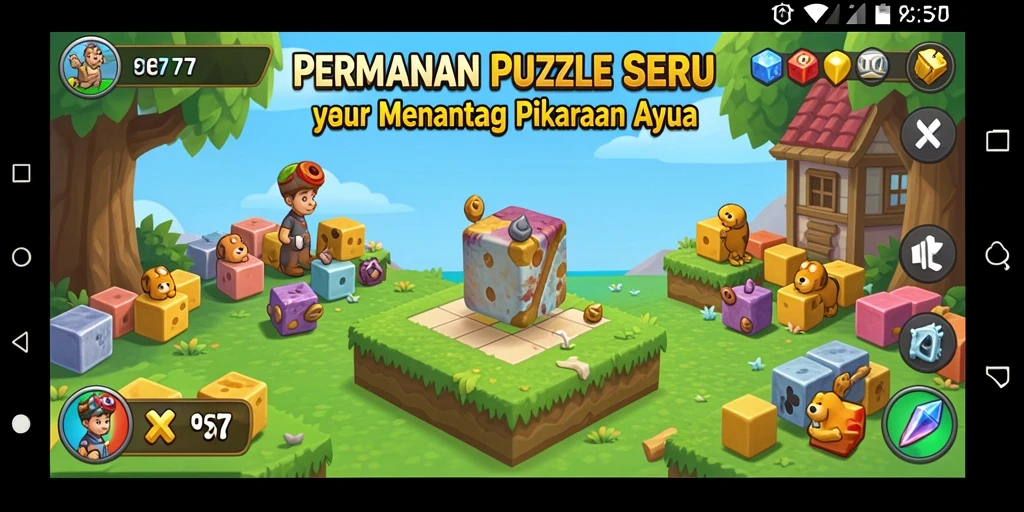 Gameplay XE77 menunjukkan momen seru menyelesaikan teka-teki.